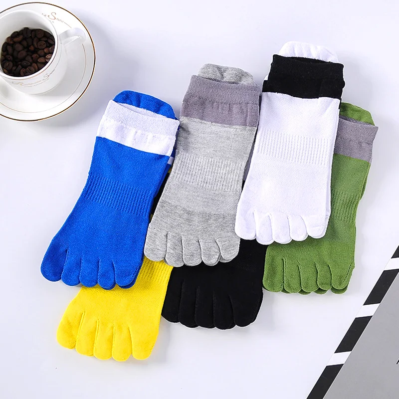 

5 Pairs Five Finger Ankle Sport Socks Cotton Mens Mesh Breathable Shaping Anti Friction No Show Socks With Toes