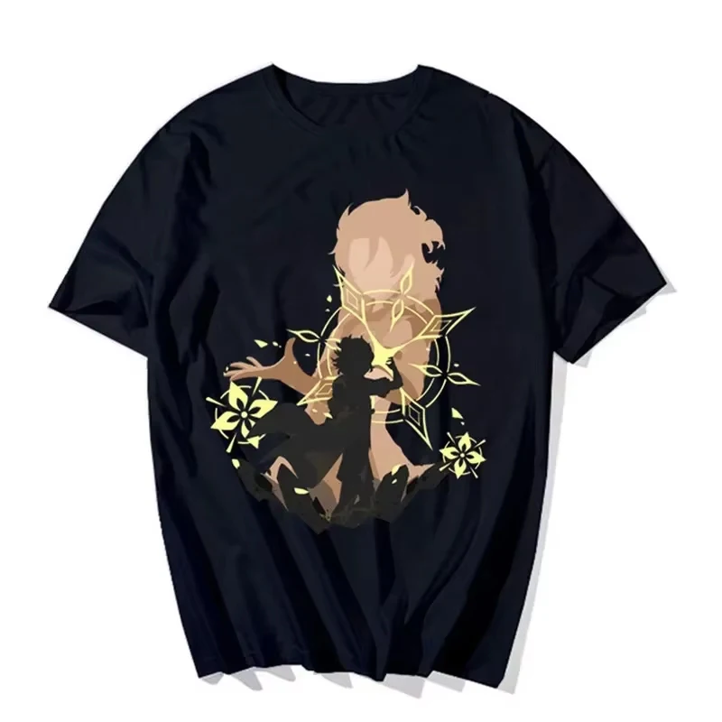 Женская футболка с принтом Genshin Impact мультипликационным Albedo Yan Fei Hu Tao графическая