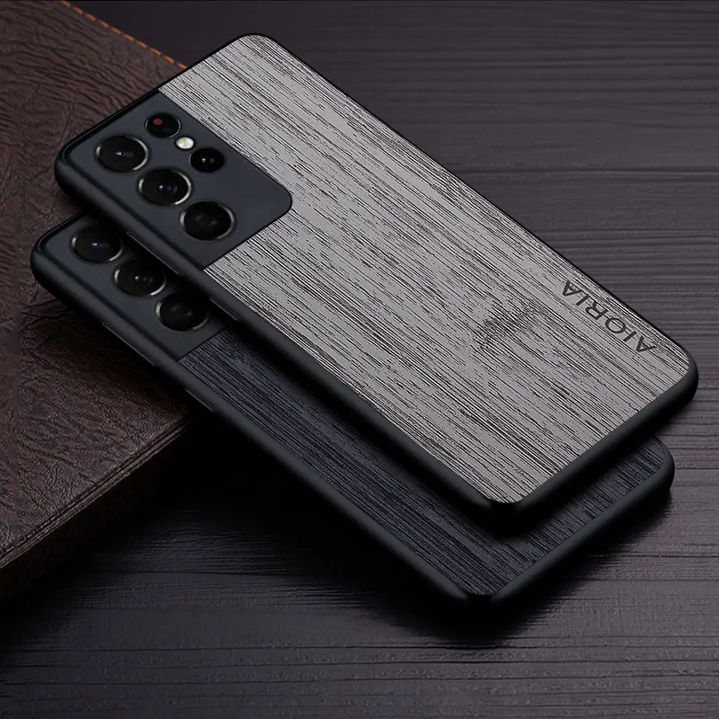 

Case for Samsung Galaxy S21 Ultra Plus FE 5G funda bamboo wood pattern Leather cover Luxury coque for galaxy s21 ultra case capa