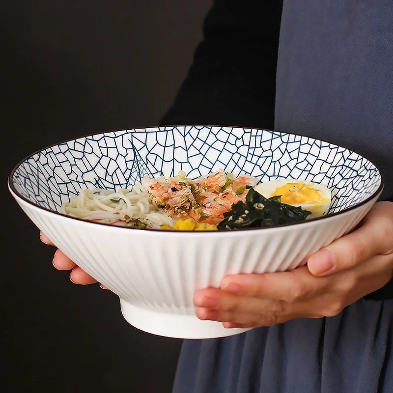 

Household Ceramic 8-inch Kitchen Ramen Bowl Large Soup Hat Bowls Durable Rice Noodle Tableware Traditional Japanese Style Dishes