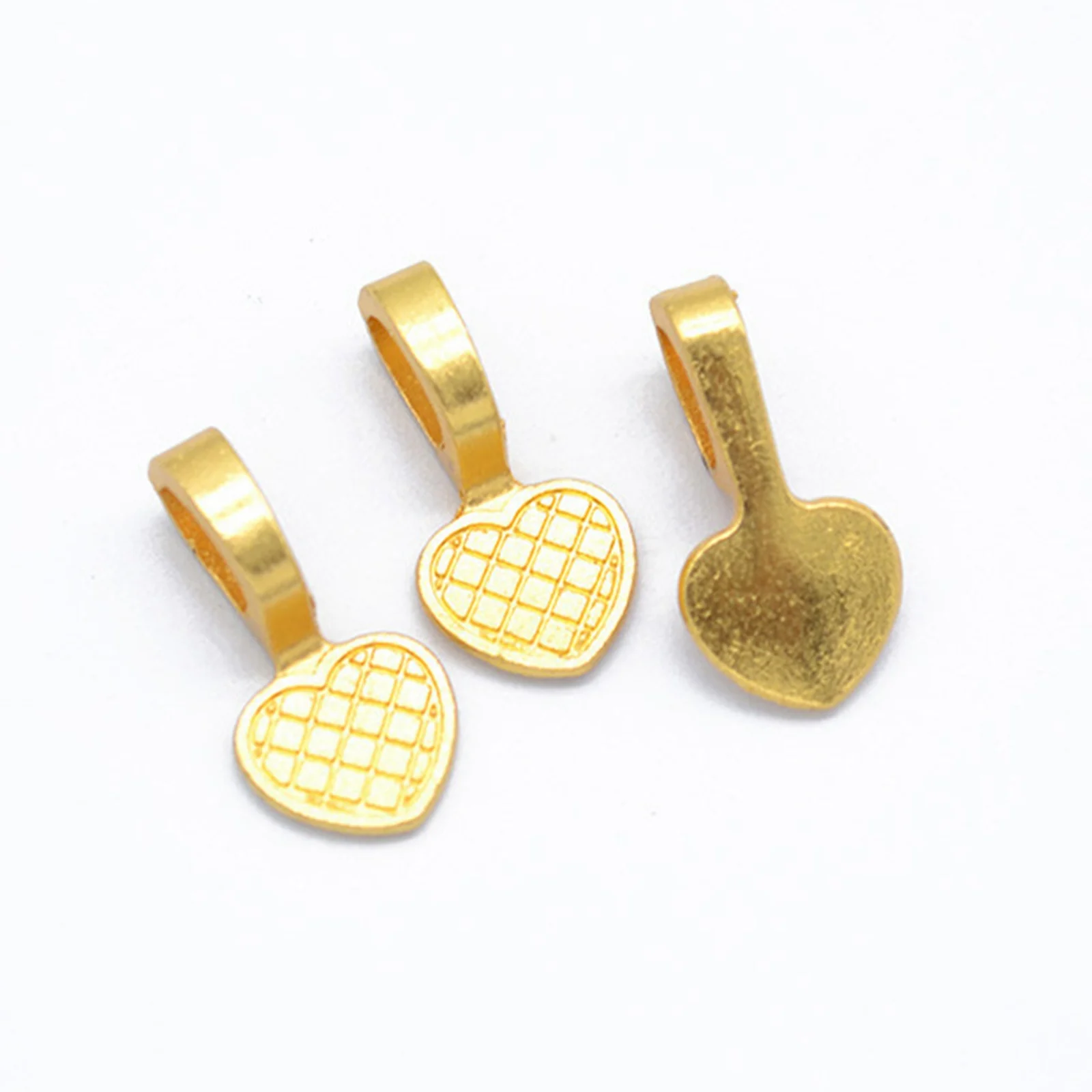 50 Alloy Heart Glue on Bails Pendant Cabochon 19X9mm Charm Pendant Holders