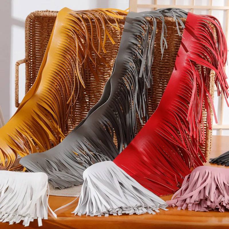 

1M Fabric Sewing Lace Ribbon Double Sided Tassel Trim Fringe Lace Ribbon PU Leather Sewing Material DIY Jacket Handbag