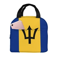 barbados flag lunch food box bag insulated thermal food picnic lunch bag for women kids men cooler tote bag