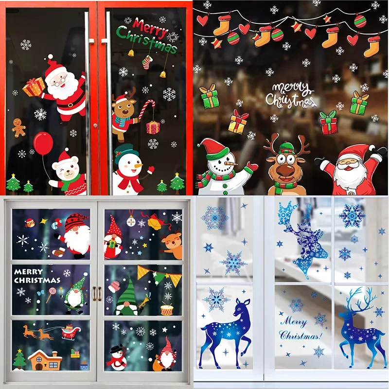 

Merry Christmas Snowflake Window Sticker Christmas Wall Stickers Room Wall Decals Christmas Decorations for Home New Year 2021