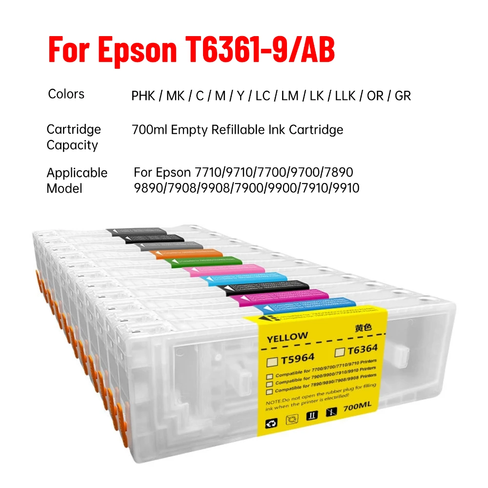 Фото 5/11 шт. T6361-T6369 T636A/B пустой многоразовый картридж для Epson 7710/9710/7700/9700/7890 9890/7908/9908/7900/9900/7910/9910 №4