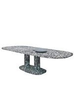 oval rock plate luxury rectangular multi person dining table and chair combination of modern simple creative table