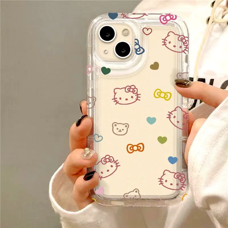Sanrio Hello Kitty Transparent Soft Phone Case For Apple iPhone 14 12 13 11 Pro Max X XR XS Max 7 8 Plus SE 2022 Back Cover Y2K