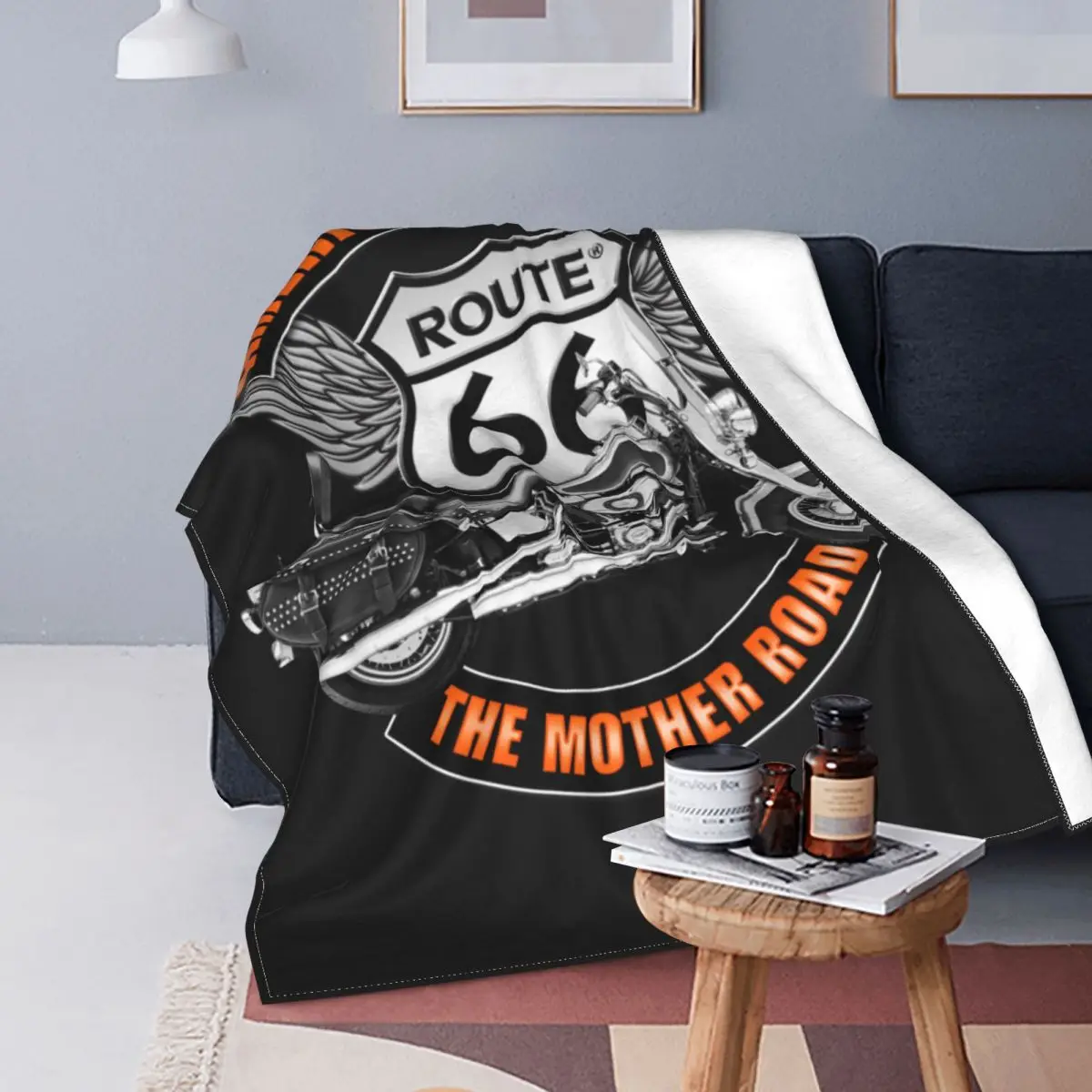 

Americas Highway Blankets Fleece Winter Route 66 Mother Road Classic Retro Oldschool Soft Throw Blankets for Bed Travel Quilt