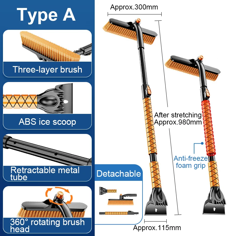 

Автомобильная лопата для снега, щетка для снятия зимнего льда, скребок для автомобиля, Выдвижной Инструмент для снега, аксессуары для мытья
