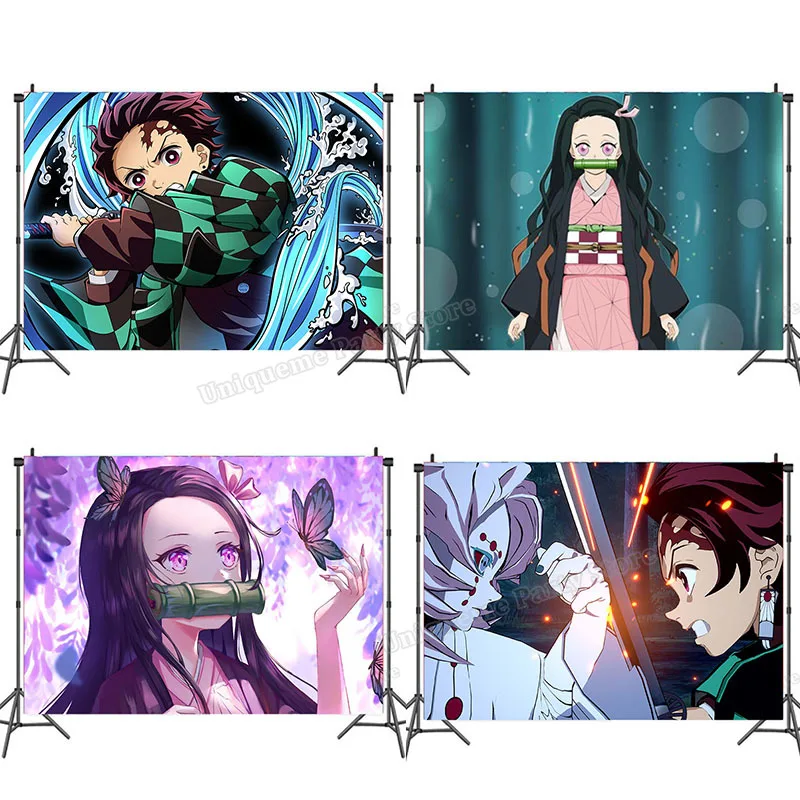 Фон для фотосъемки на день рождения с изображением рассекающего демонов аниме камадо танджиро незуко настенное украшение фон для фотосъемки подарок для мальчиков и девочек