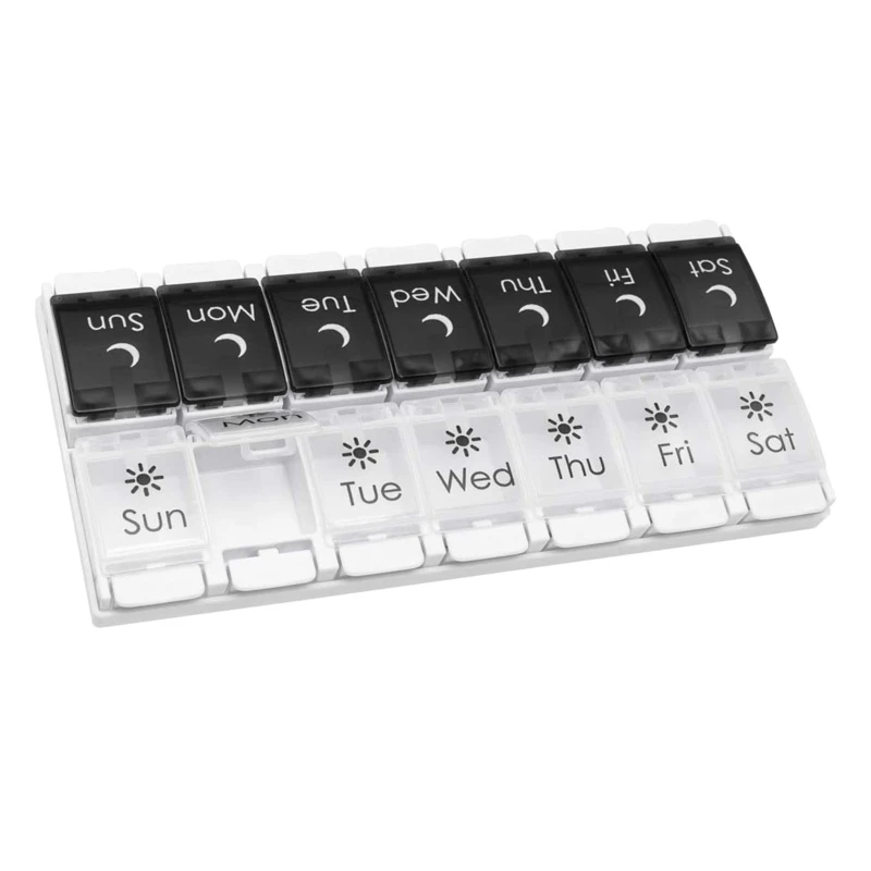 

Portable Pill Box Weekly Pills Organizer 2 Times a Day 7 Days Container Case Moisture Proof for Hospital Patient Use