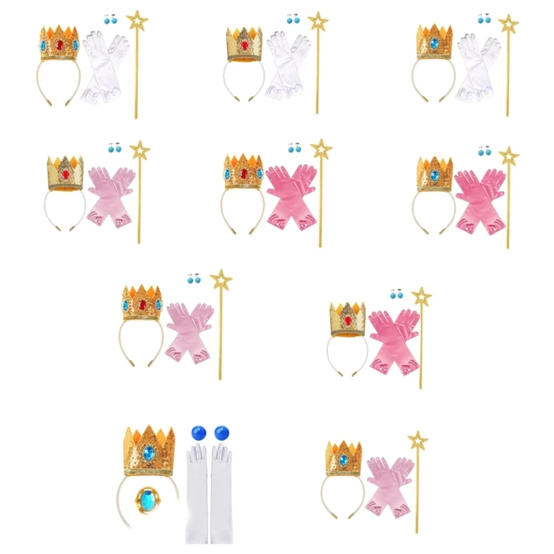 Аксессуары в виде короны принцессы для женщин и девочек повязки волос перчатки