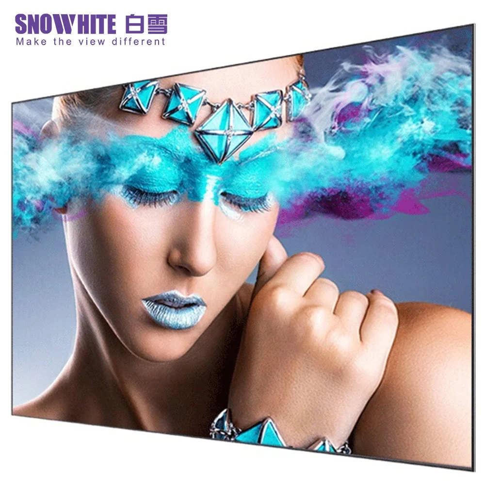 

SNOWHITE 100 inch ultra short throw ambient light rejecting fresnel soft projection screen ust alr fixed frame projector screen