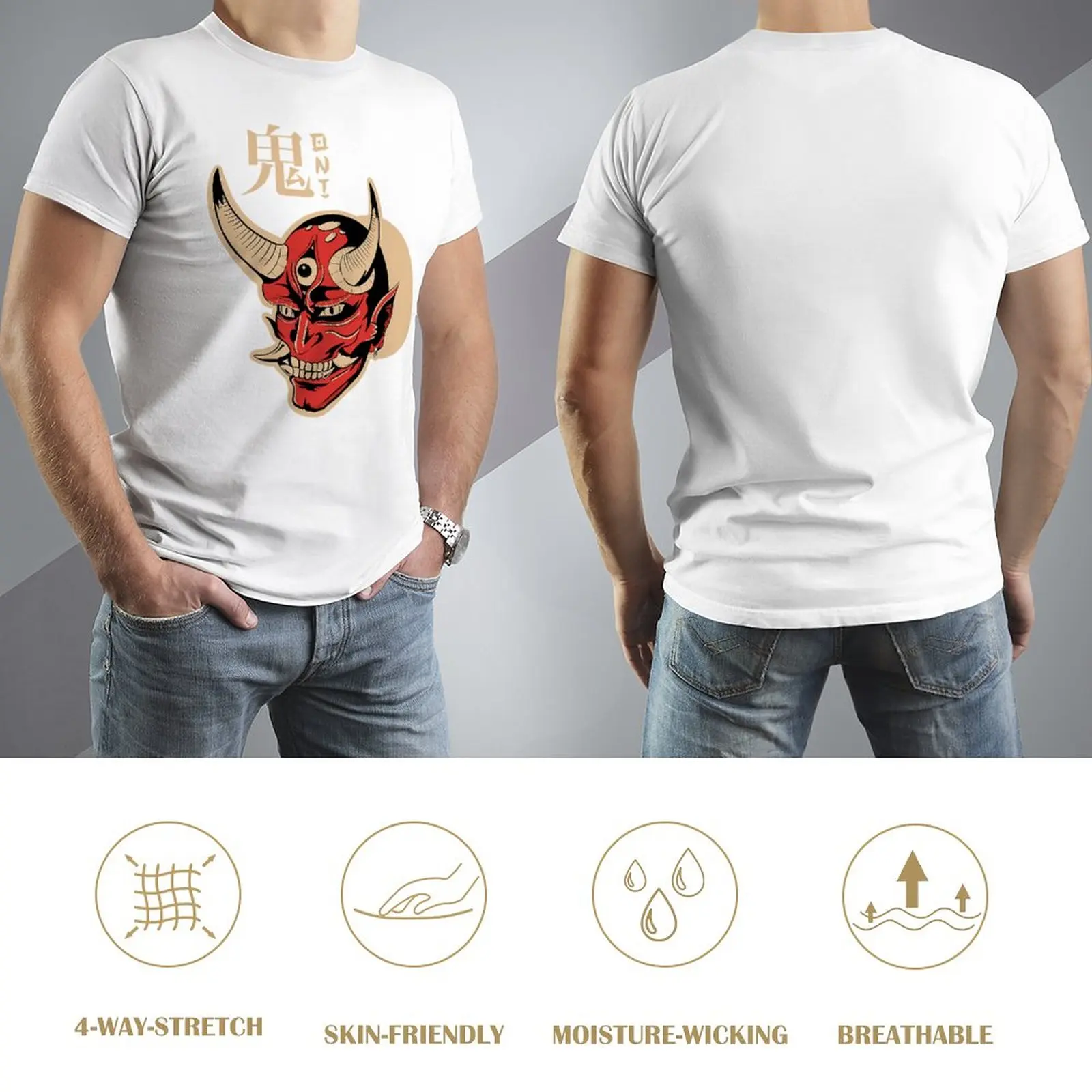 Crewneck Yokai Японская спортивная футболка Oni Повседневный Графический Забавный