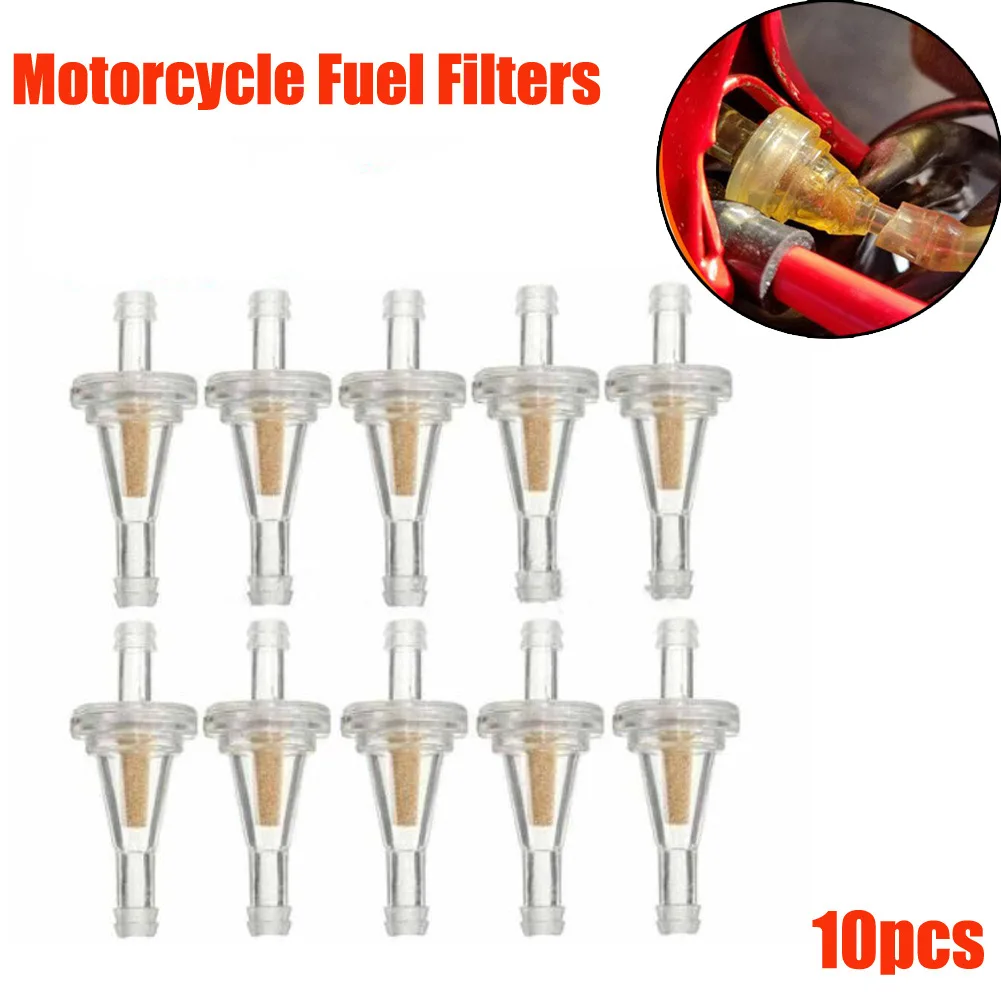 

10pcs 1/4" 6mm Motorcycle Inline Gas Fuel Filter Universal Clear Gas Filter Replacement For Dirt Bike ATV UTV Snowmobile