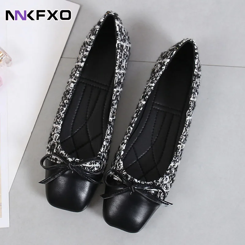 

French retro bow with shallow mouth flat soft bottom Mary Jane single women shoes Plus Size Women Bow Flats