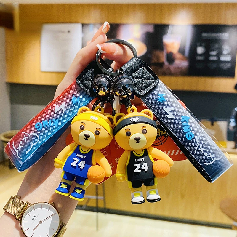 

Fashion Basketball Rope Buckle Exquisite Men and Women Car Key Accessories Couple Bag Pendant Bear Gift for Girlfriends