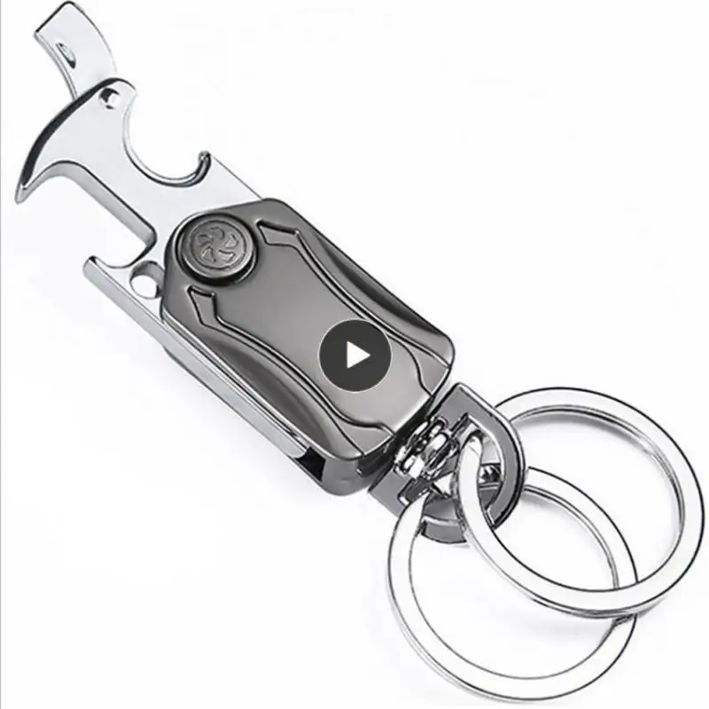 

Car Keyring Auto Multi-purpose Keychain Fingertip Spinner Metal Corkscrew Tool Knife Backbag Pendant Auto Decoration Accessories