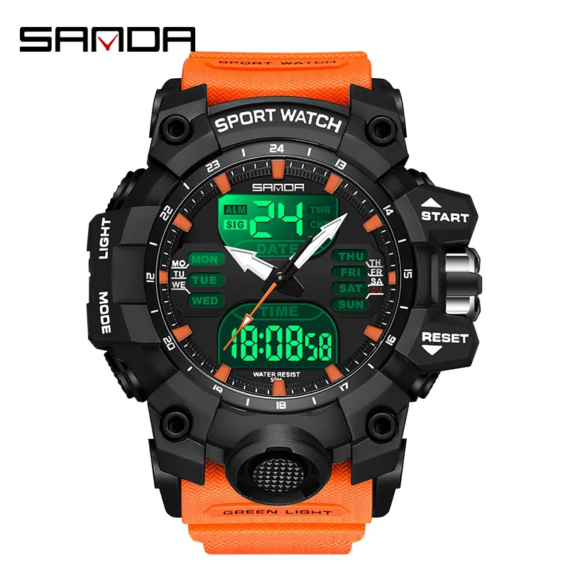 

Sanda 6126 New Product Alarm Clock Multifunctional Men's Fashion Trend Korean Edition Waterproof Shock Resistant Wrist Watch