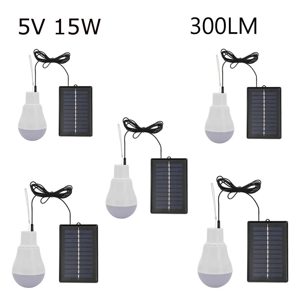 

5V 15W 300LM энергосберегающая наружная Солнечная лампа перезаряжаемая Светодиодная лампа портативная солнечная панель Наружное освещение Нов...