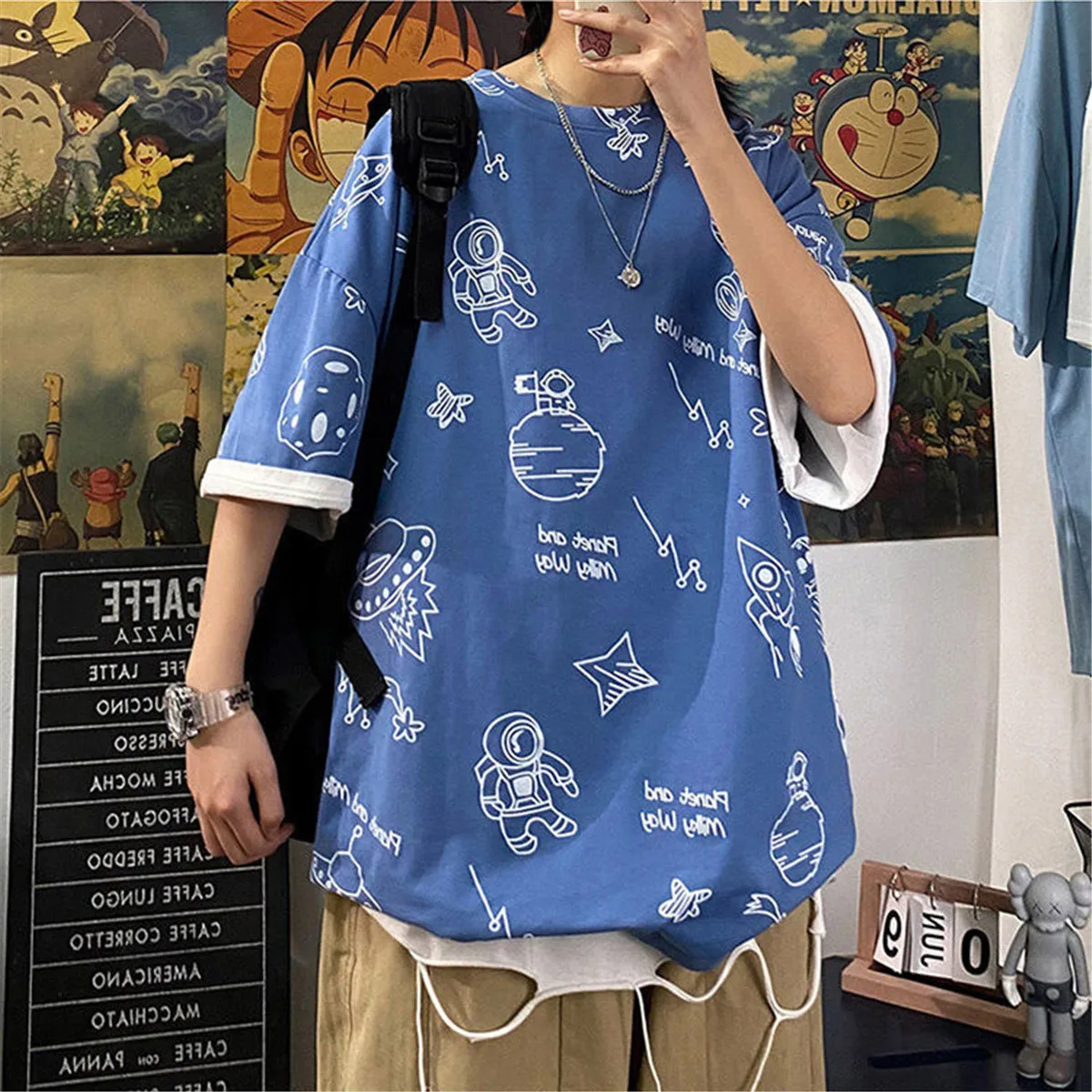 

Футболка мужская с принтом граффити, модный топ в стиле хип-хоп, уличная одежда с коротким рукавом, Повседневная рубашка в стиле Харадзюку, н...