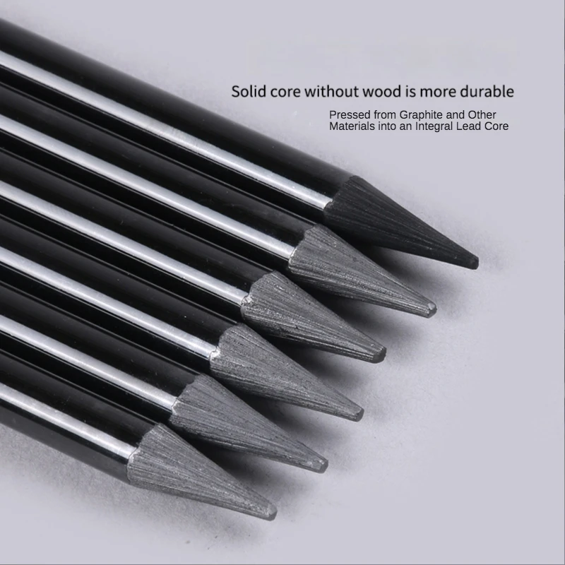 Juego de lápices carbonizados para dibujo, lápiz de grafito de núcleo sólido, suave, medio, duro, carbón vegetal completo, 3/6 piezas