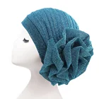 Элегантная блестящая Шапочка-тюрбан, рандомный исламский трикотажный Кепка, Кепка для хиджаба, большой цветочный головной шарф, женская накидка на голову, хиджаб, шарф