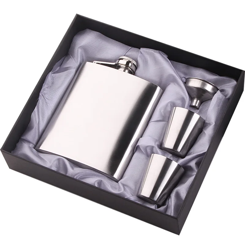 7oz Portable Flagon Hip Flask set cloth with cup for Whiskey Vodka Wine Pot Alcohol outdoor gift box Drinking Bottle tools