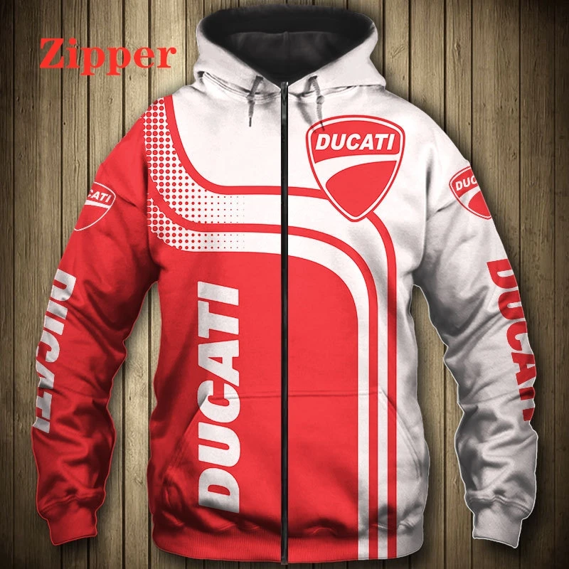 

Unisex Men Hoodie Ducati Car Logo 3D Print Hoodie Sweatshirt Motor Racing Club Hooded Jacket Men Red Zipper Hoody Tops