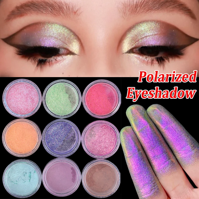 

Polarized Aurora Shimmering Eyeshadow Powder Thin Iridescent Eyeshadow Holographic High-Pigmented MultiChrome Eye Makeup Pigment