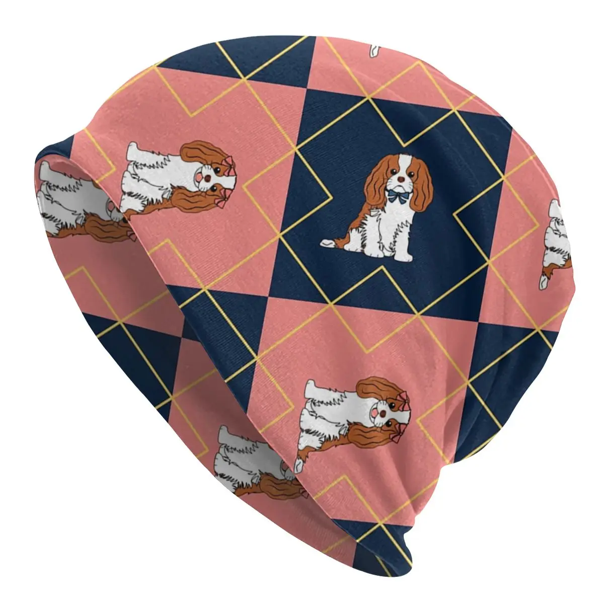 

Lattice Cavalier King Charles Spaniel Bonnet Beanie Knit Hat Men Women Fashion Pet Dog Warm Winter Skullies Beanies Cap for Ski