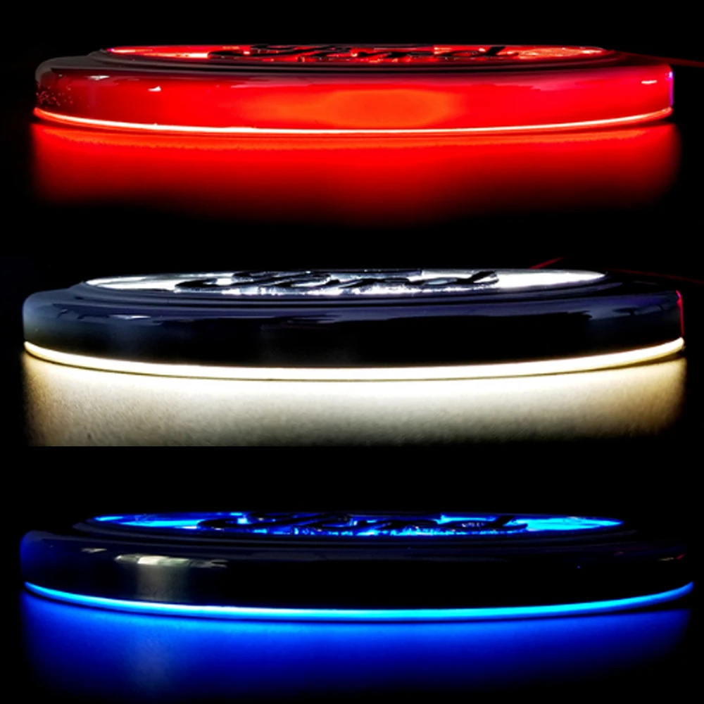 

Автомобильная Передняя и задняя 5D лампа с логотипом для Ford Focus Mondeo Explorer Fusion F-150 Mustang Ford, светодиодсветильник эмблема, наклейка на эмблему Ford