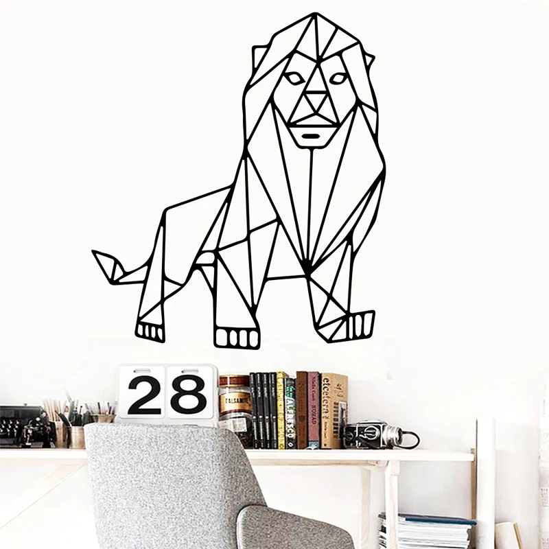 

Abstract Lion Wall Sticker Geometric Animal Decal Nordic Home Decoration Boys Kids Bedroom Art Mural Living Room Decor Poster
