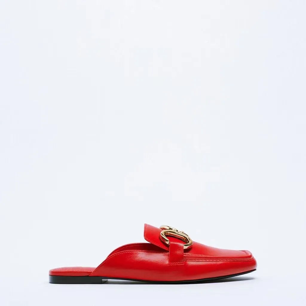 Туфли женские без каблука с бахромой пикантные тапочки закрытый носок сабо из