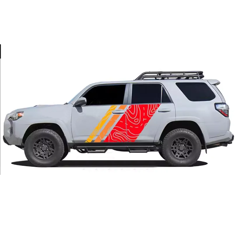 Ретро топографические наклейки Topo Map Body Door трехцветные графические Sunset виниловое