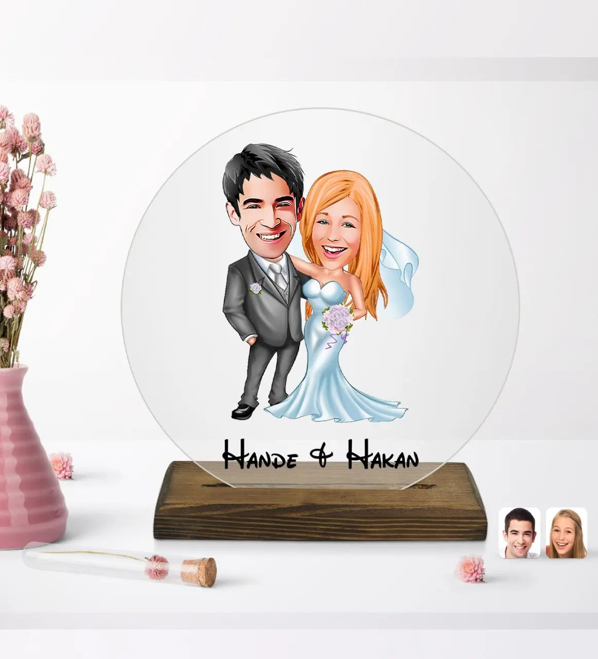 

Персонализированная круглая деревянная подставка с рисунком