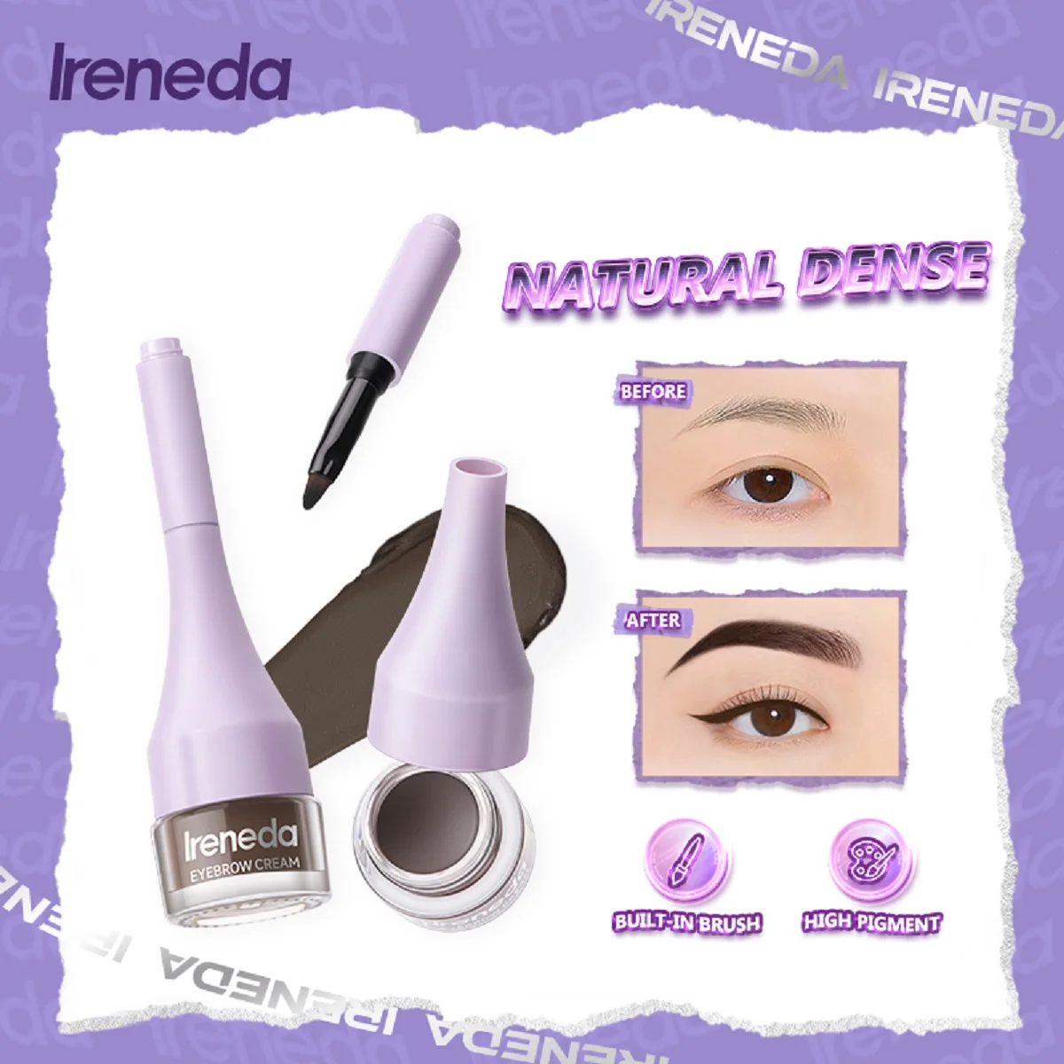

IRENEDA Waterproof Matte Eyebrow Gel Long-lasting Sweatproof High Pigment Eyebrow Enhancers Cream Makeup Cosmetics With Brush