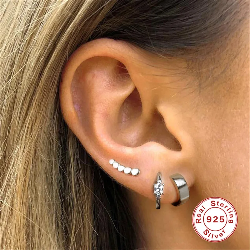 Серьги из серебра 925 пробы в стиле Ins квадратные камни клипсы для ушей