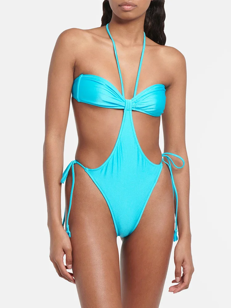 

COOBBU Bodysuit Women'S Swimwear One Piece Swimsuit High Cut Bathing Suit Triangle Cup Swimwear Beachwear Sexy One-Piece Suits