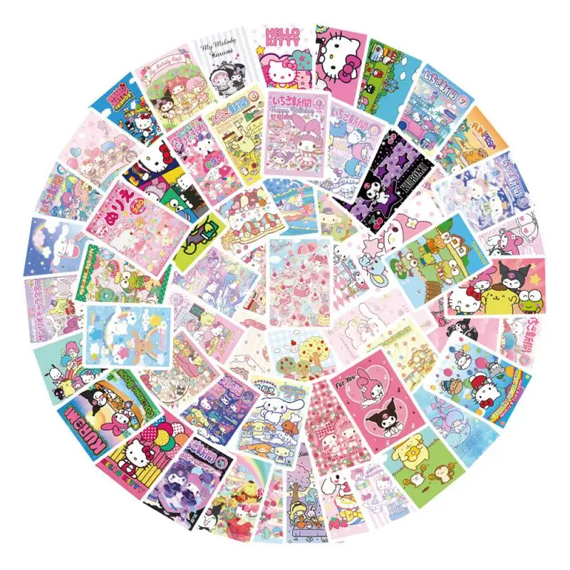 

2Pcs/set Kawaii Cartoon Sanrioed Anime Kuromi Cinnamoroll DIY Graffiti Sticker Poster Stickers Cute PVC Label Sticker Kids Gift