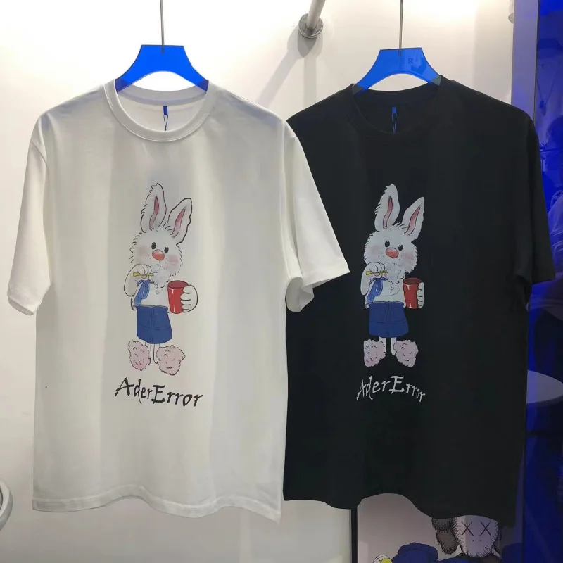 

23ss Summer Korean Fashion ADER T Shirt Pure Cotton rabbit brushes its teethPrint Men and Women1:1 Half Sleeve