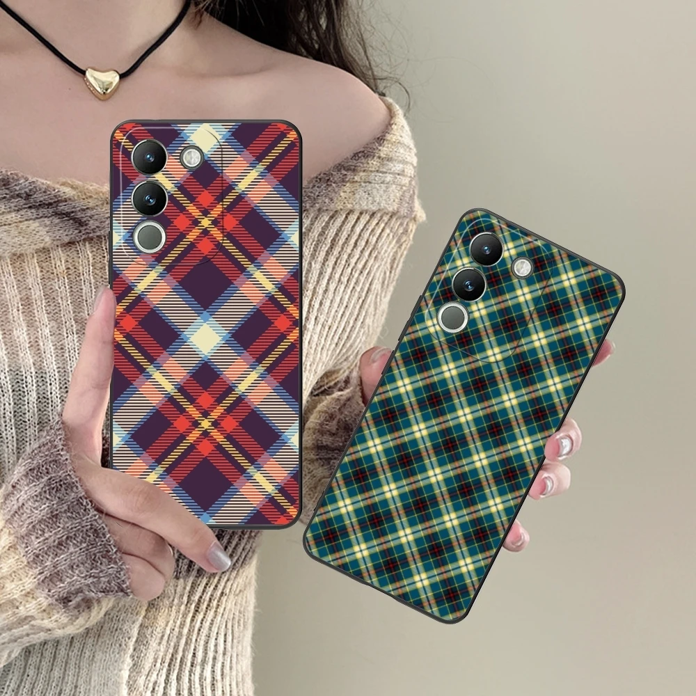 Lattice Grid Texture Mobile Cell Phone Case for VIVO Y95 Y93 Y31 Y20 V19 V17 V15 Pro X60 NEX Black Soft Cover Shell