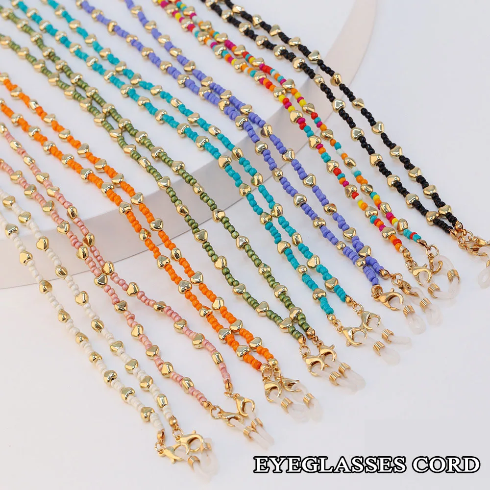 

Classic Beaded Glasses Chain Fashion Accessories Sunglasses Rope Mixed Color Earphone Chain Ladies Temperament Love Anti-lost