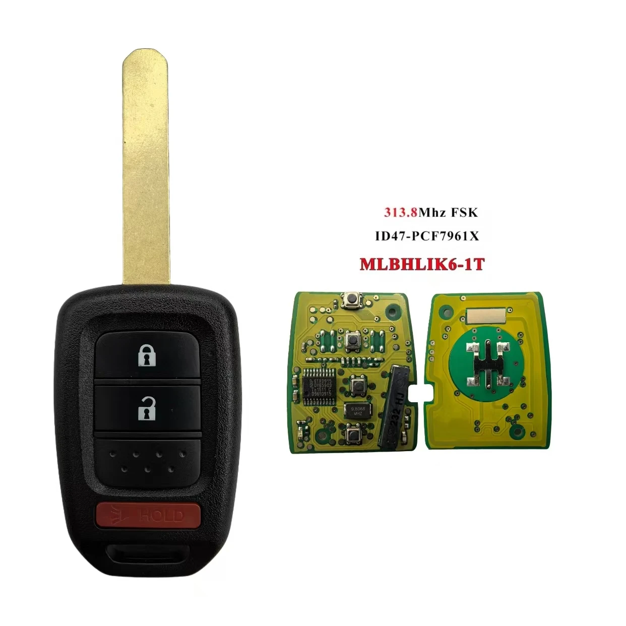 

Автомобильный брелок Jingxin 2/3/4BT PCF7961, чип, дистанционный брелок для Honda 2013-2015 CRV 2013-2017 Accord Civic Fit MLBHLIK6-1TA ID47chip