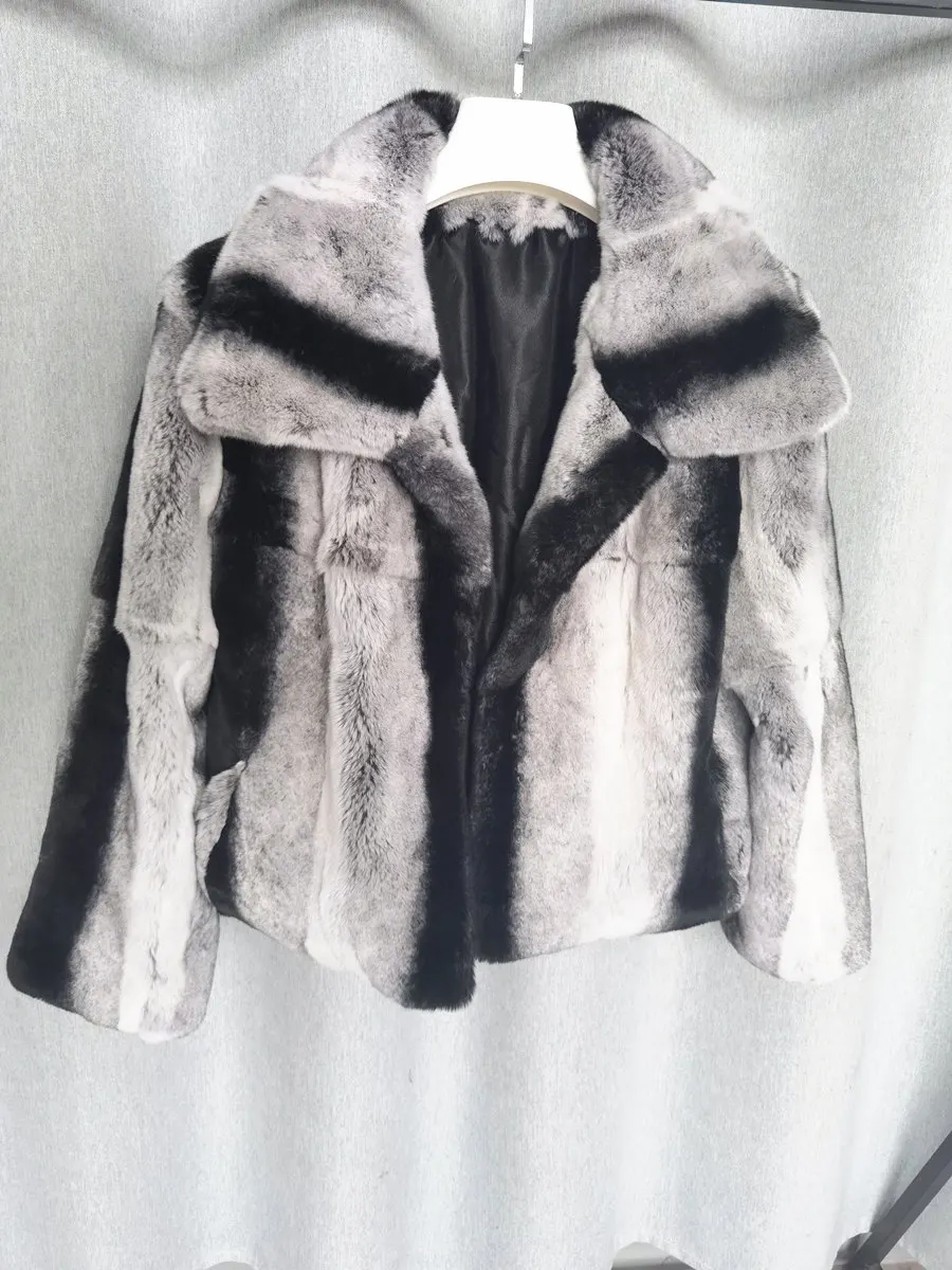 Real Rex Rabbit Fur Coat Women Winter Parka Natural Fur Jacket Fashion Outerwear Brand Luxury Streetwear Thick Warm