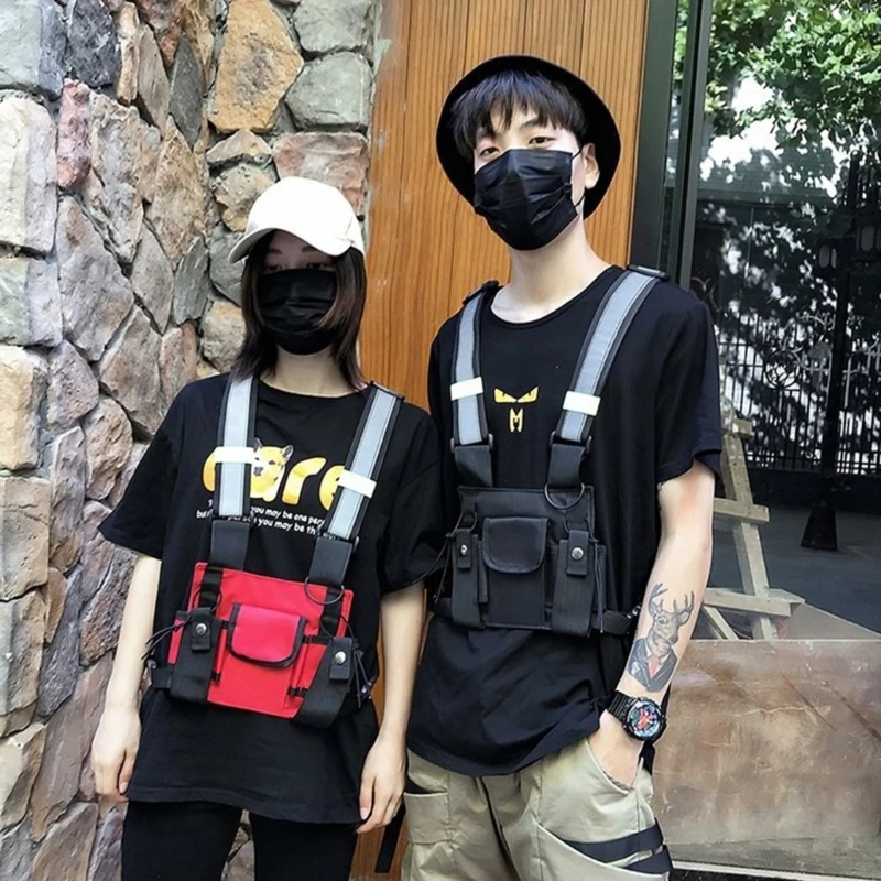 Suspenders  Vest Reflective Strip Chest Rig Bag Military Combat Girdle