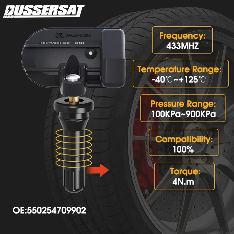 Датчик давления в шинах TPMS 433 МГц OE 550254709902 Для Tata Nexon Safari Dicor/Storme Sumo Gold Tiago Tigor Xenon XT Zest