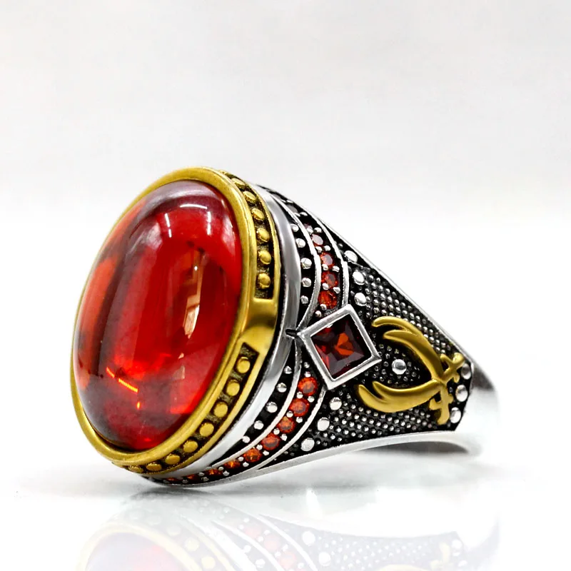 Новое женское кольцо ручной работы из стерлингового серебра S925 Türkiye AAA с красным