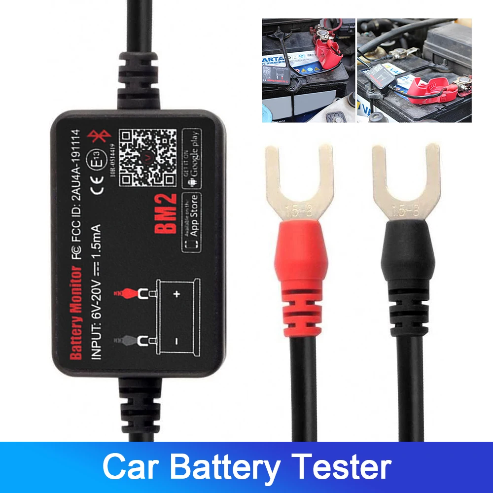 

12V BM2 Battery Monitor Tester On Phone APP Bluetooth-Compatible 4.0 Car Battery Analyzer Charging Cranking Test Voltage Test