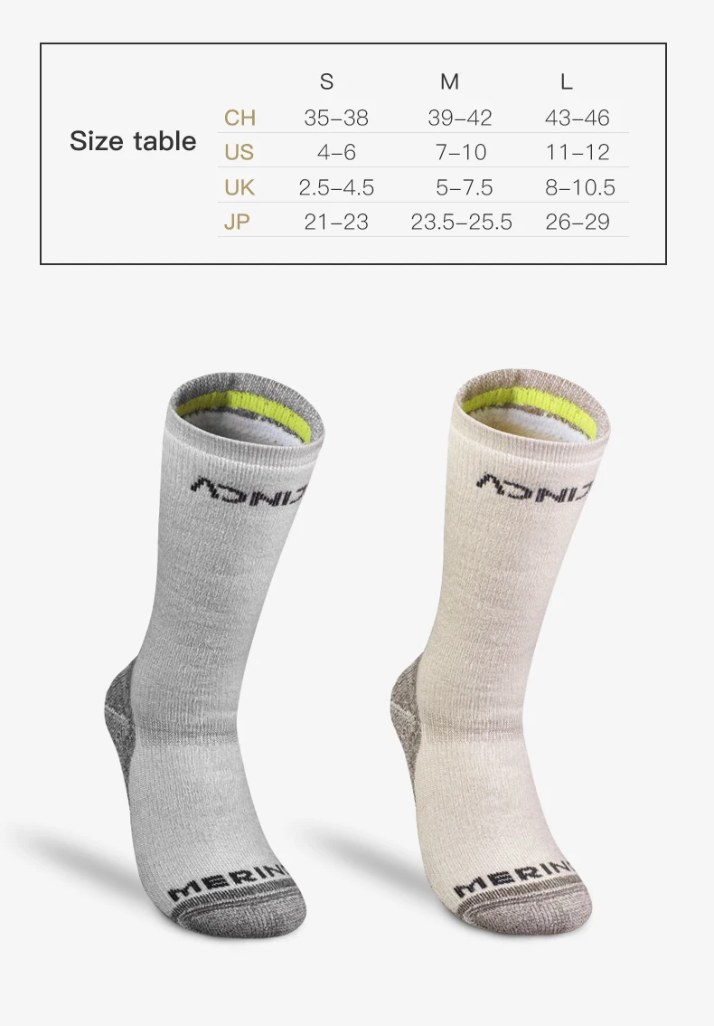 One Pair AONIJIE Middle-length or Knee-high Sports Wool Snow Socks Winter Warm Thickened Antislip For Skiing Climbing Hiking